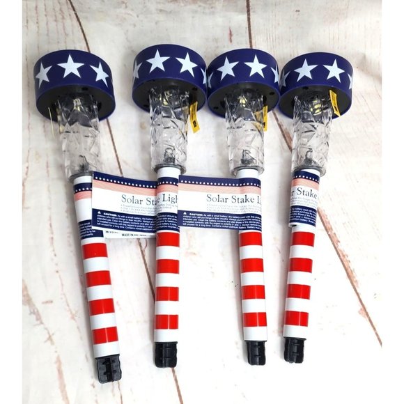 4 United States of America Red, White & Blue Patriotic Solar Stake Lights - Picture 16 of 16